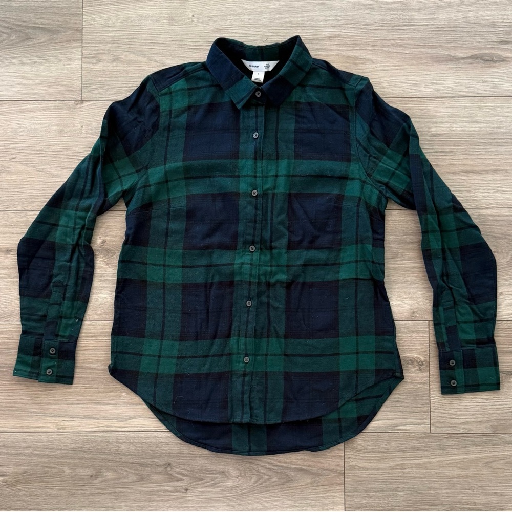 Old Navy Green and Blue Plaid Flannel